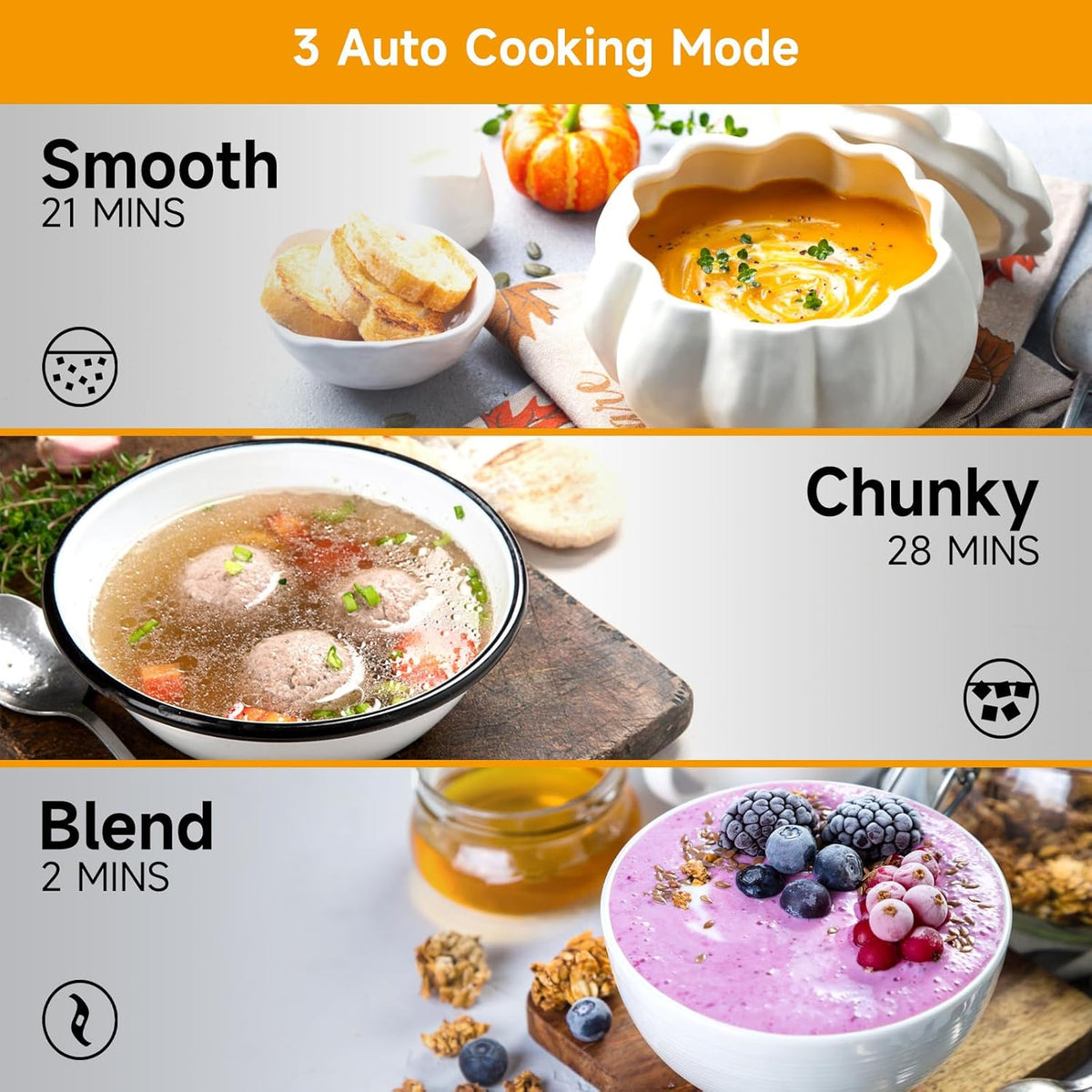 Homtone 1.6L Soup Maker Machine, Soup Maker with Smooth & Chunky Settings