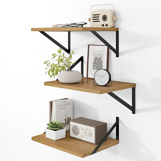 Heimlove Deep Floating Shelves for Wall, 12 Inch Deep Floating Shelves Set of 3