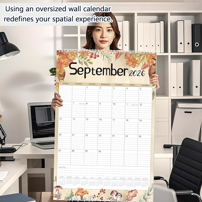 GuassLee Extra Large Wall Calendar 2026, 24-Month Aesthetic Large Calendar Jan.