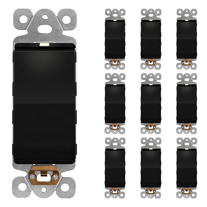 LIDER Minimalist Design Matte Finish Lighted Decorator Switch, Frameless Paddle (10-Pack)