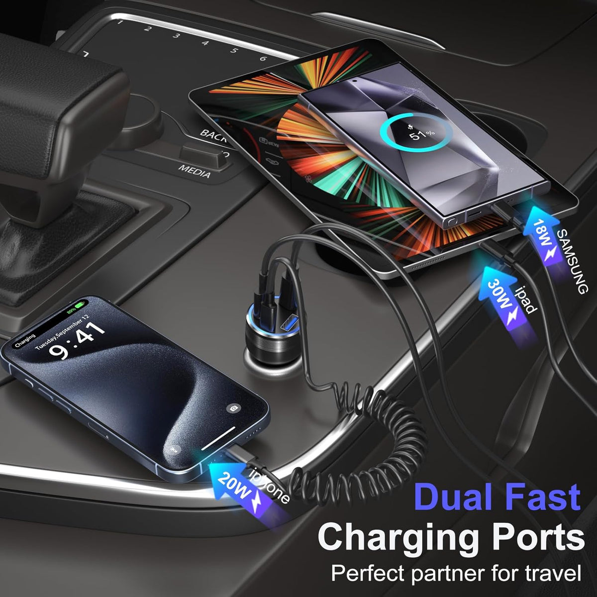 car charger 5 pack, bangfun 65w multi port, package contents