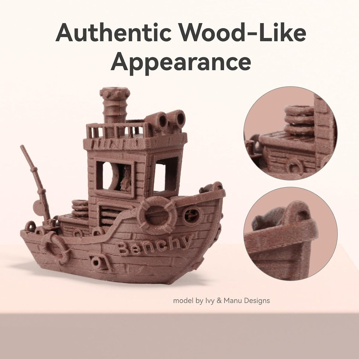 Chitu Systems Wood PLA Filament Bundle, 3D Printer PLA 1.75mm Cherry Walnut White Oak Teak with Real Wood Fiber, Using Reusable Spool Compatible with Bambu Lab Refill Filament, 4x1KG 8.8lb