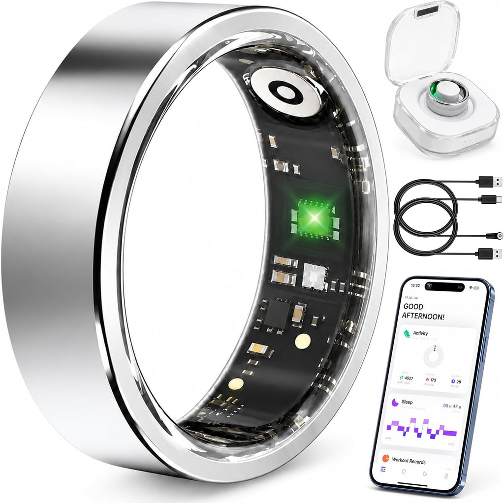 smart ring fitness tracker for men & women shown in use