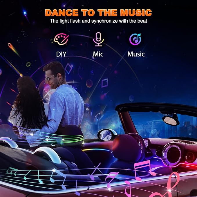 Jushope Interior Car LED Strip Lights, Acrylic LED Lights