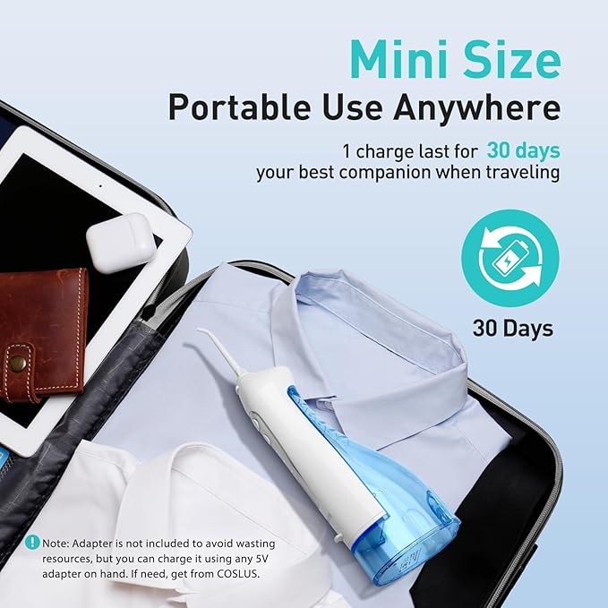 COSLUS Water Dental Flosser Teeth Pick: Portable Cordless Oral Irrigator 300ML