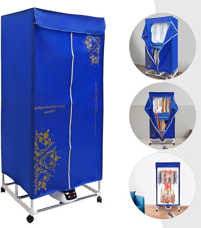 Electric Portable Clothes Dryer, 1200-1500W Travel Dryer Machine Folding Remote