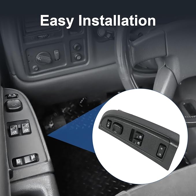DICMIC Front Driver Side Master Power Window Switch and Door Lock & Black Bezel