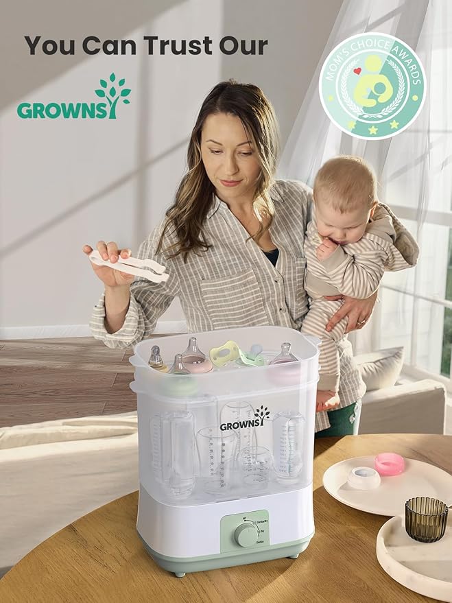 Grownsy Adjustable 4 in 1 Large Bottle Sterilizer and Dryer, 8 Bottles Capacity