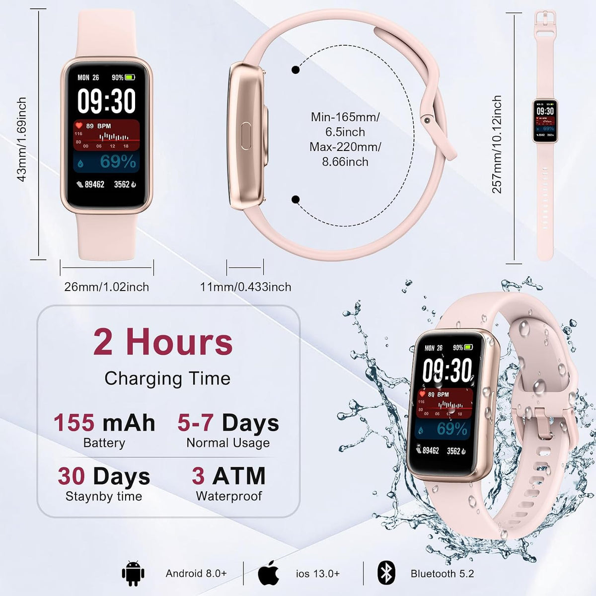 fitness tracker,smart watch with 24/7 heart rate blood, package contents
