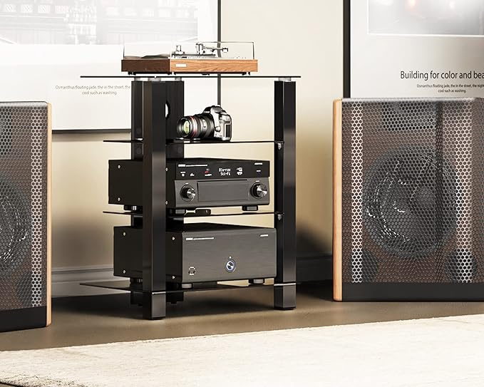 FITUEYES 4-Tier AV Media Cabinet Stand Component Cabinet, Gaming TV Stand and