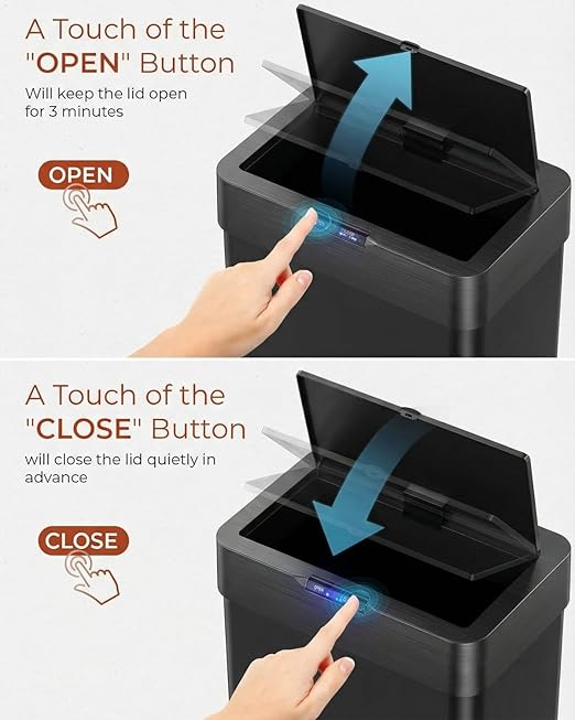 TLSUNNY 18.5 Gallon Motion Sensor Trash Can, Touchless Automatic Garbage Can