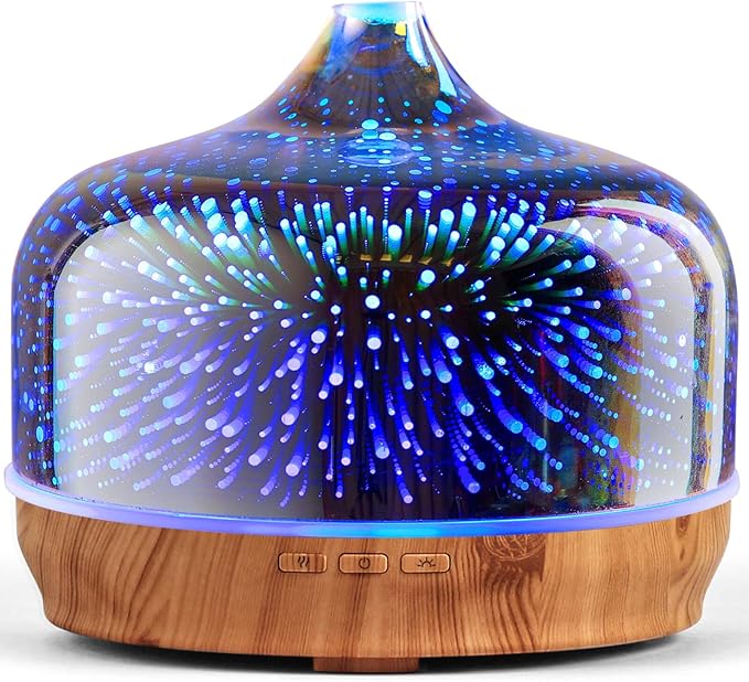 Porseme 500ml Essential Oil Diffuser 3D Glass Aromatherapy Ultrasonic Humidifier