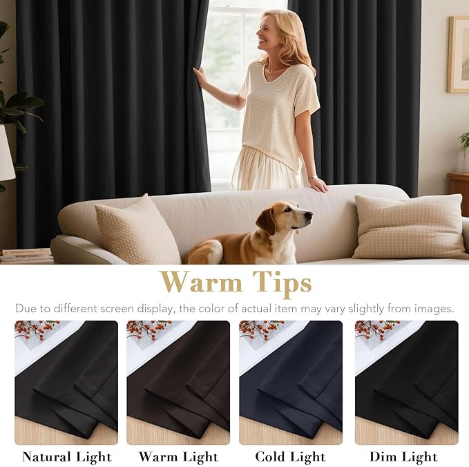 H.VERSAILTEX Blackout Thermal Insulated Light Blocking Curtains (Set of 2)