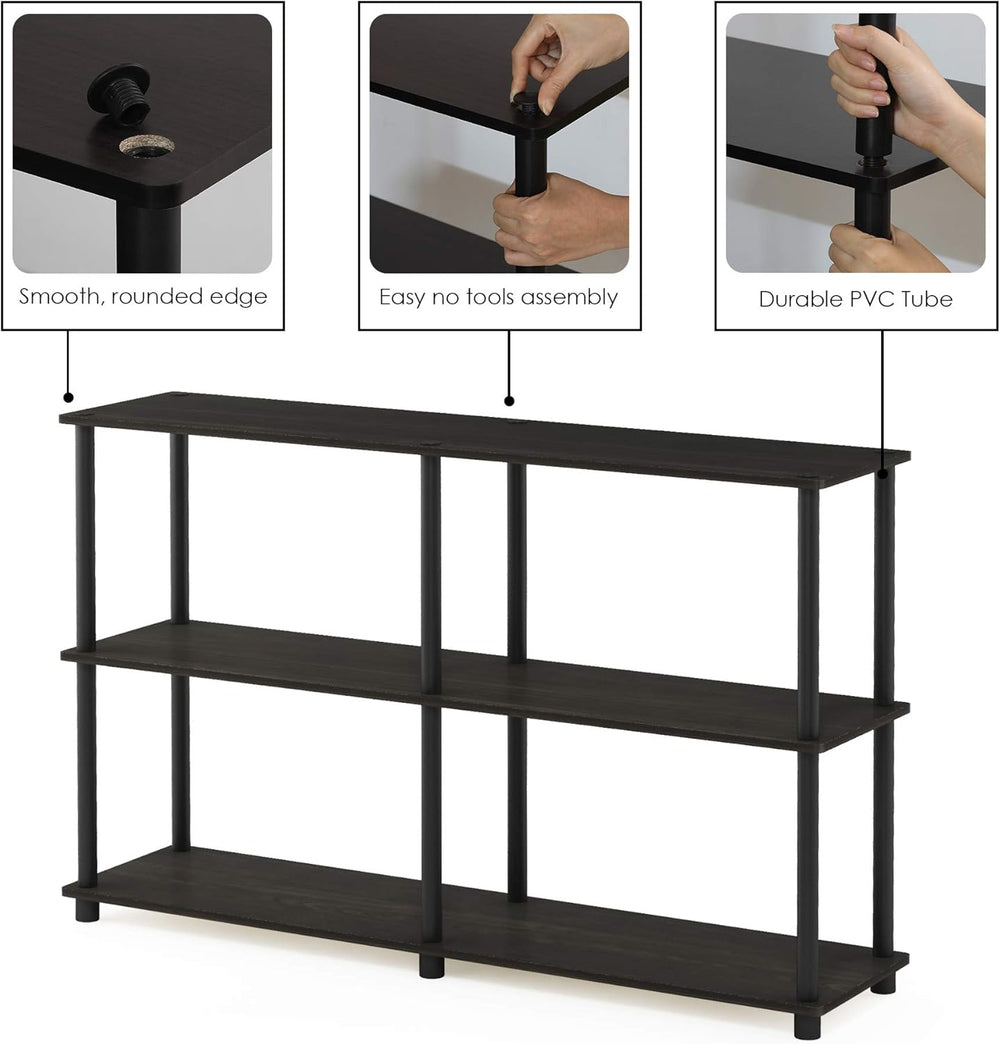 Furinno TURN-N-TUBE Storage Shelves, 3-Tier 47.4 Wide Book Shelf, Corner Shel...
