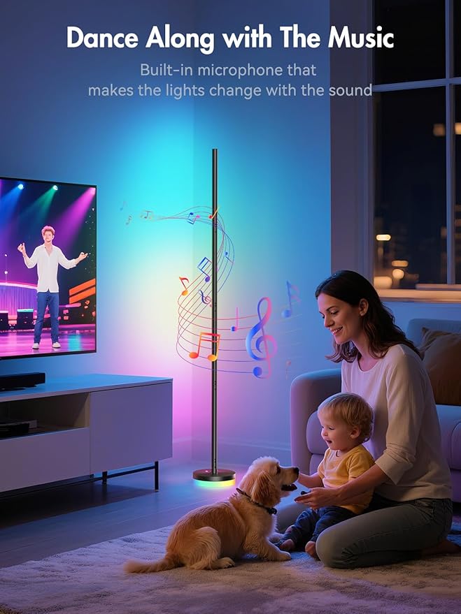 OIYN Corner Floor Lamp, RGBICW LED Corner Lamp