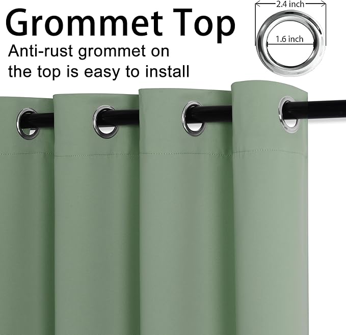 JIUZHEN Light Sage Blackout Curtains