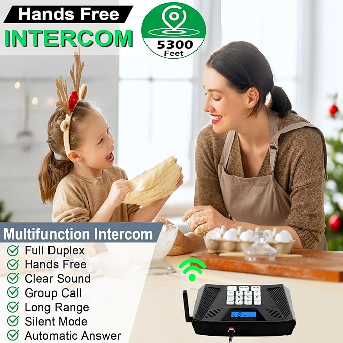 SANZUCO Intercoms Wireless for Home Upgraded, 5300ft Full Duplex Intercom