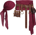 Pirate Costume Accessories Bandana Renaissance Belt Pouch for Cosplay