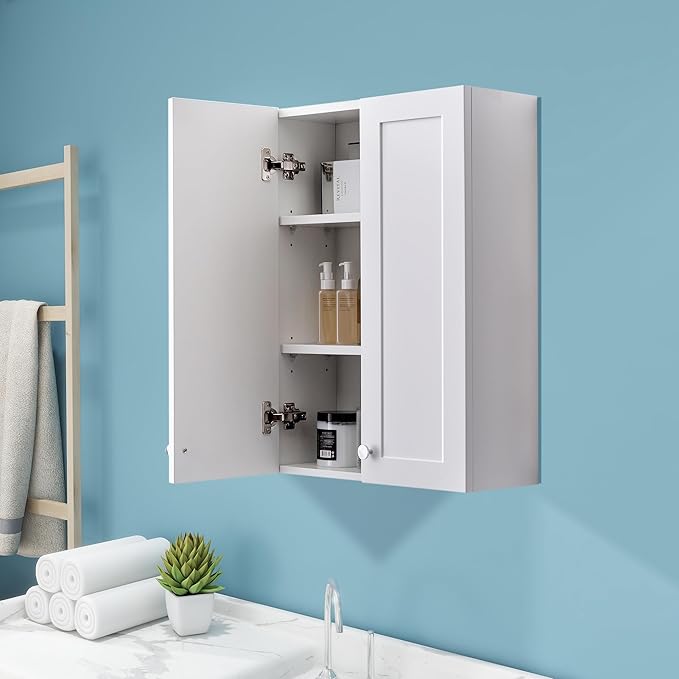 White Wall Mount Cabinet, MDF Over The Toilet Storage Cabinet