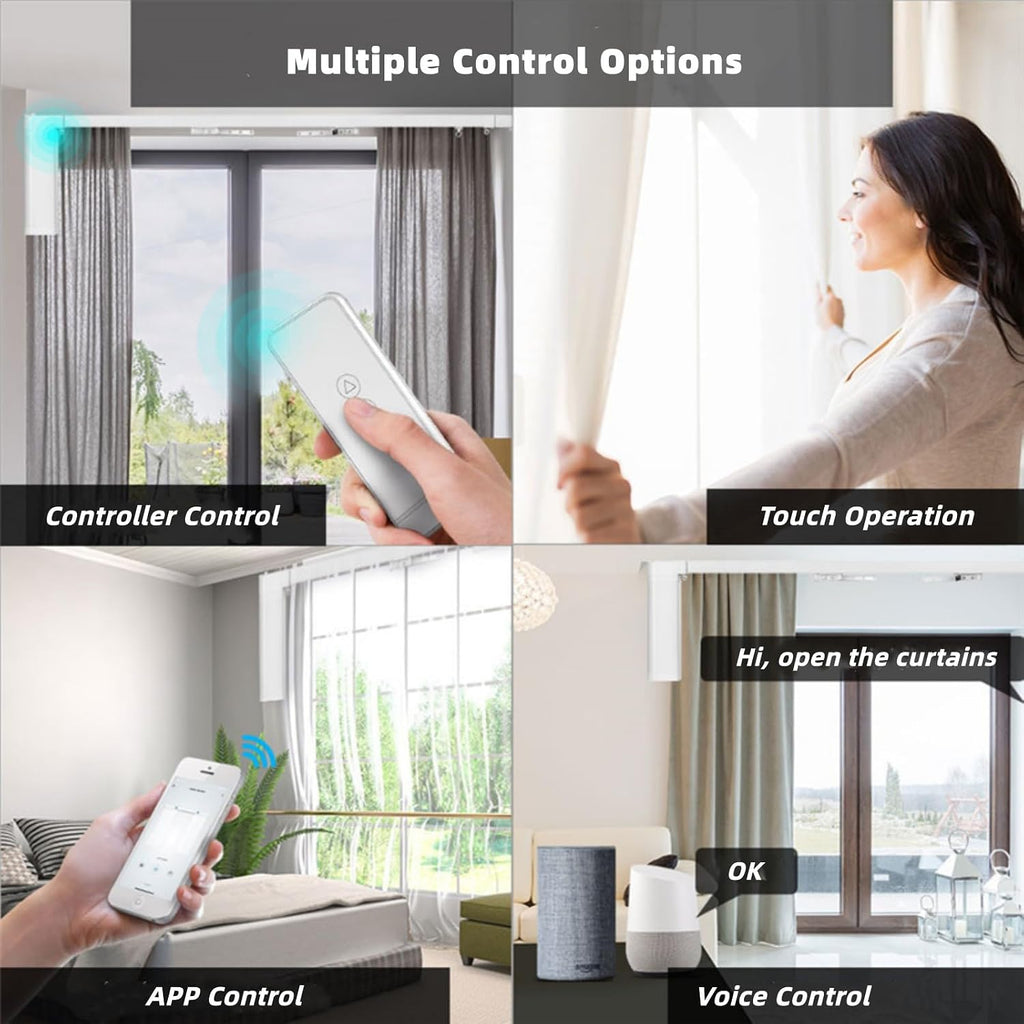lemoeyes electric curtain track, retractable motorized curtains rod, package contents