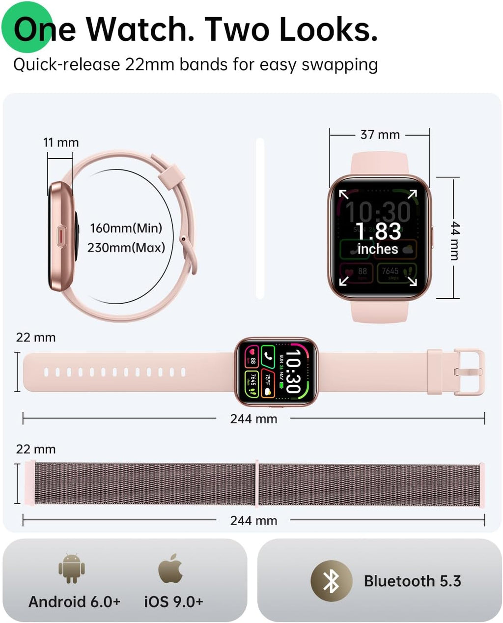 smart watches for women, 1.83" alexa smart watch, package contents