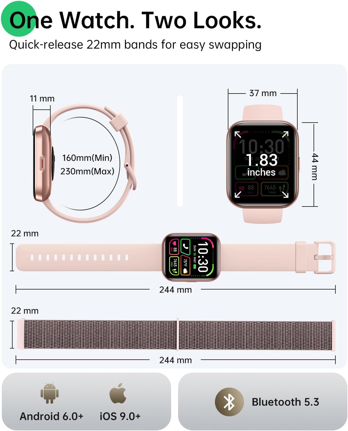 smart watches for women, 1.83" alexa smart watch, package contents