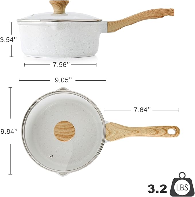 SENSARTE White Ceramic Nonstick Saucepan