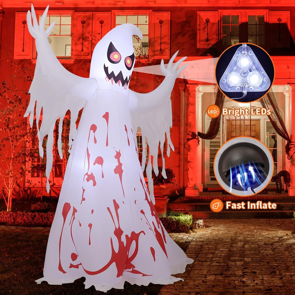 GOOSH 8.2 FT Giant Halloween Inflatable Ghost - Outdoor Blow Up Yard Decoration with Bright LED Lights, Weather-Resistant, Fast Inflation, Great for Party Garden Lawns