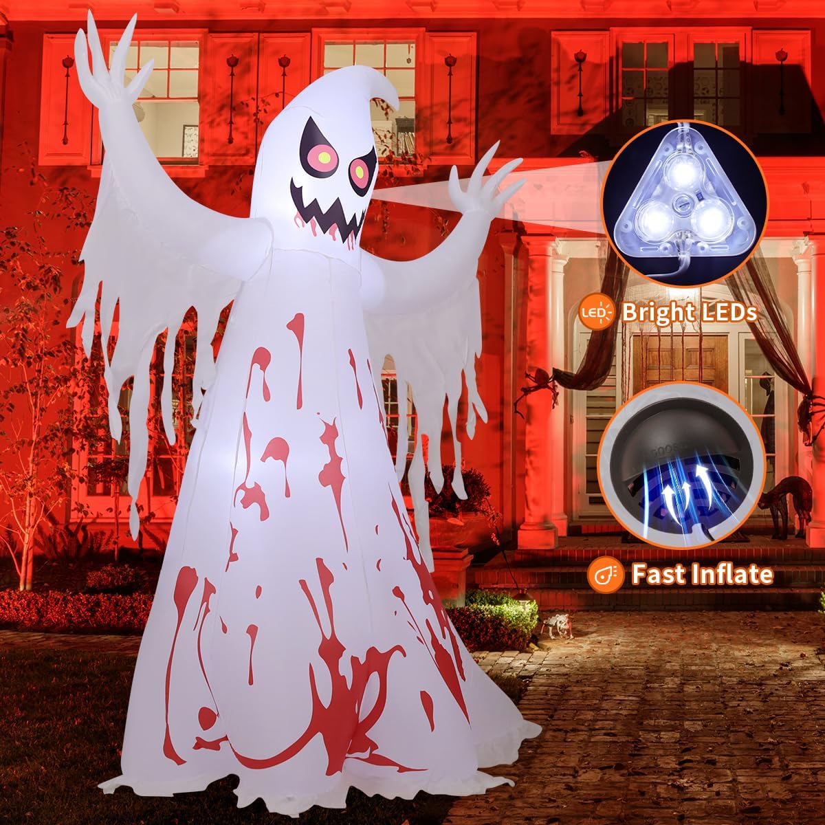 GOOSH 8.2 FT Giant Halloween Inflatable Ghost - Outdoor Blow Up Yard Decoration with Bright LED Lights, Weather-Resistant, Fast Inflation, Great for Party Garden Lawns