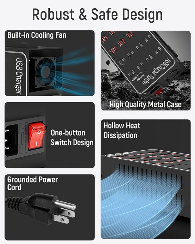 60 Port 300W USB Charging Station, Desktop Charging Station