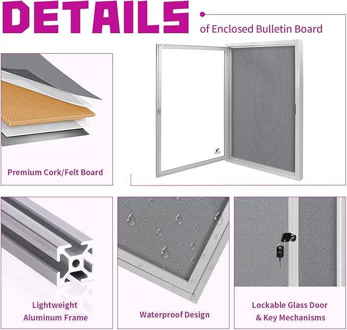 Outdoor Weatherproof Enclosed Fabric Bulletin Board, Noticeboard Case