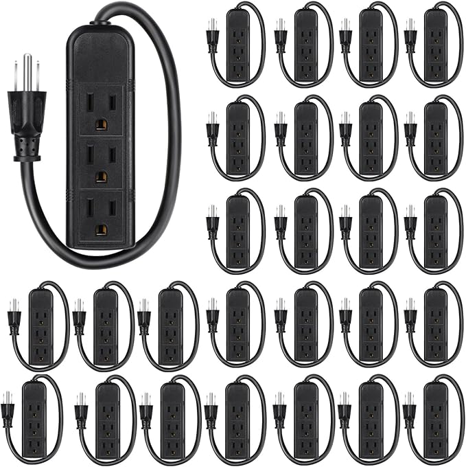 Copkim 12 Pack 3 Outlet Power Strip Extension Cord