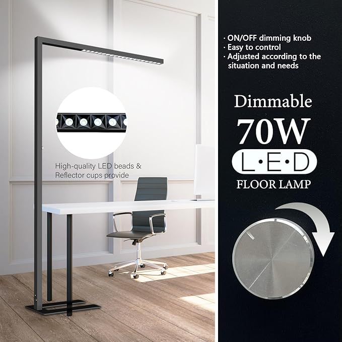 STERREN 77" LED Floor Lamp, 7350LM Dimmable Eye-Care Standing Piano Lamp