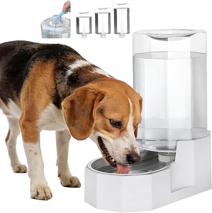 Sfozstra Automatic Pet Water Dispenser: 8L White Gravity Stainless Steel Water