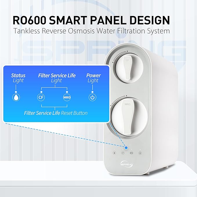 iSpring RO600BN Tankless Reverse Osmosis System Under Sink, 600 GPD Fast Flow