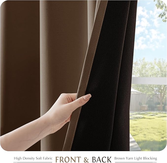 Beauoop 100% Blackout Curtains 63 Inch Long 2 Panels