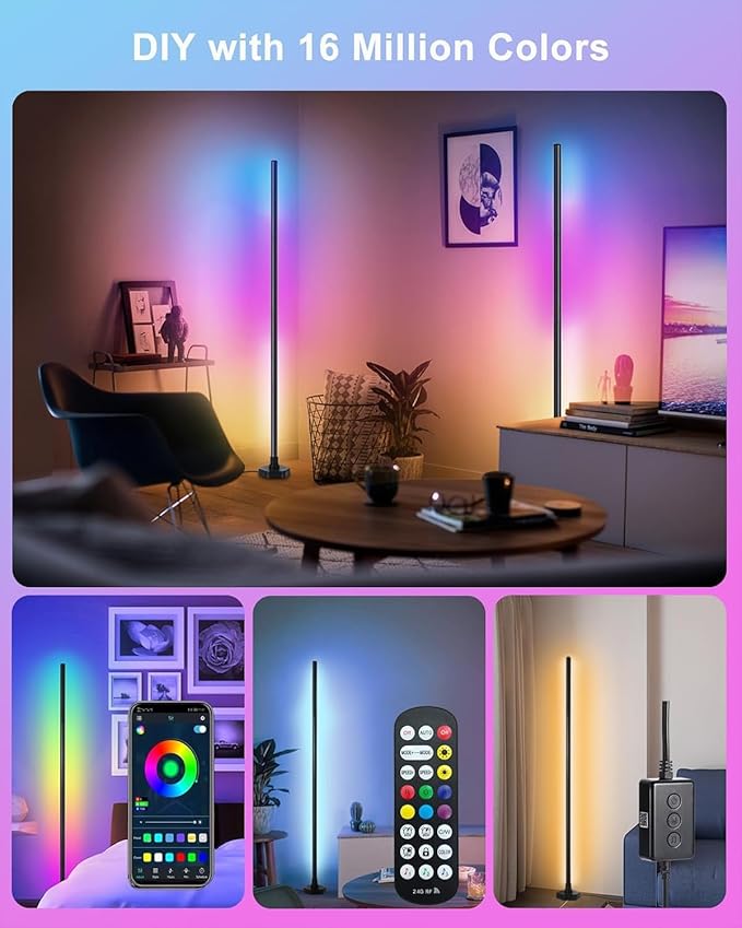 Bcmsda RGB LED Floor Lamp, RGB LED Corner Lamp