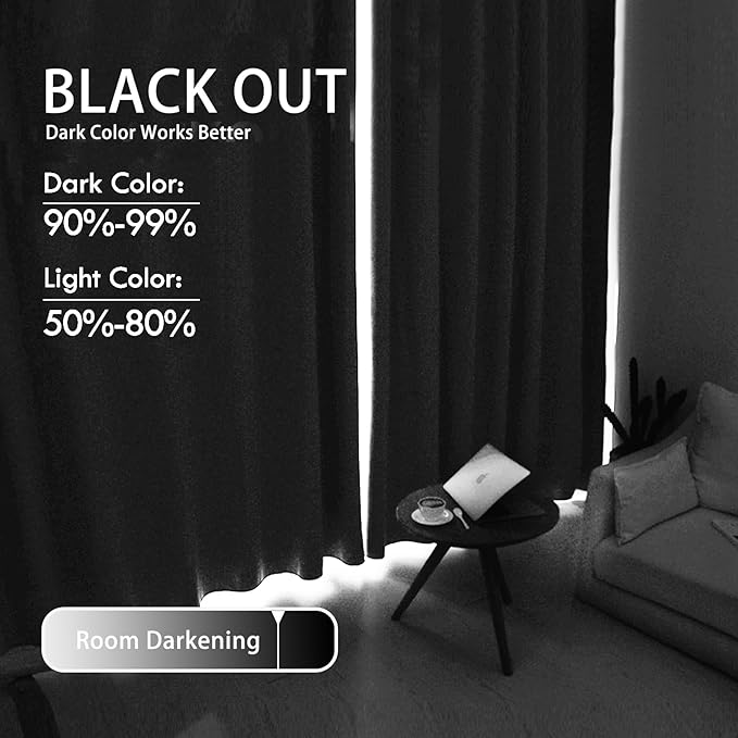 JIUZHEN Blackout Curtains for Bedroom (Set of 2)