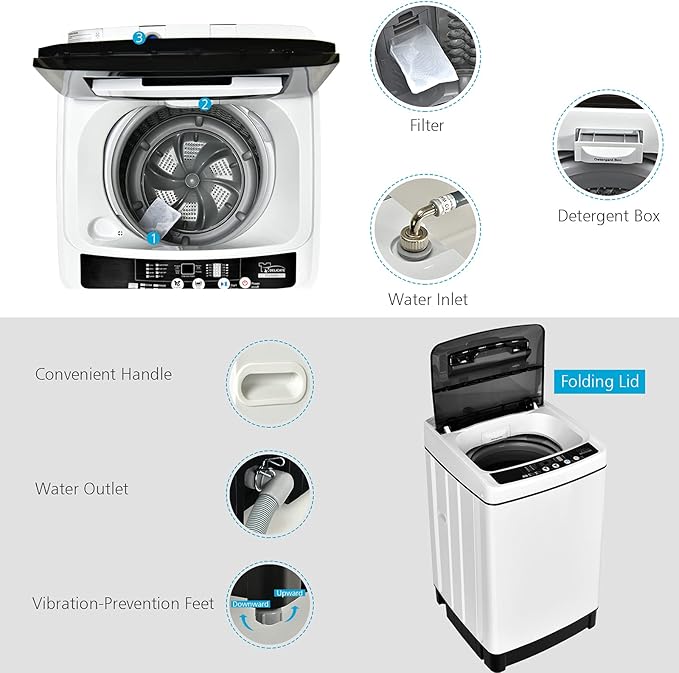 Giantex Portable Washing Machine, 2 in 1 Full Automatic Laundry Washer 1.5Cu.Ft