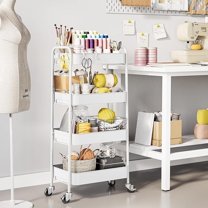TOOLF 4-Tier Metal Rolling Cart