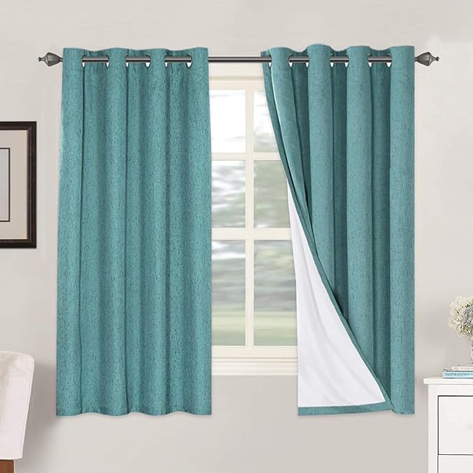 H.VERSAILTEX Linen Blackout Curtains 63 Inches Long 100% Absolutely Blackout