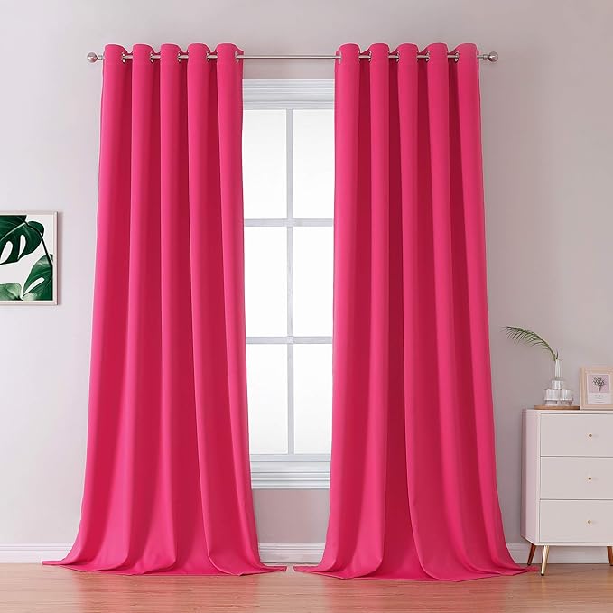 DUALIFE Raspberry Sorbet Blackout Curtain Panels