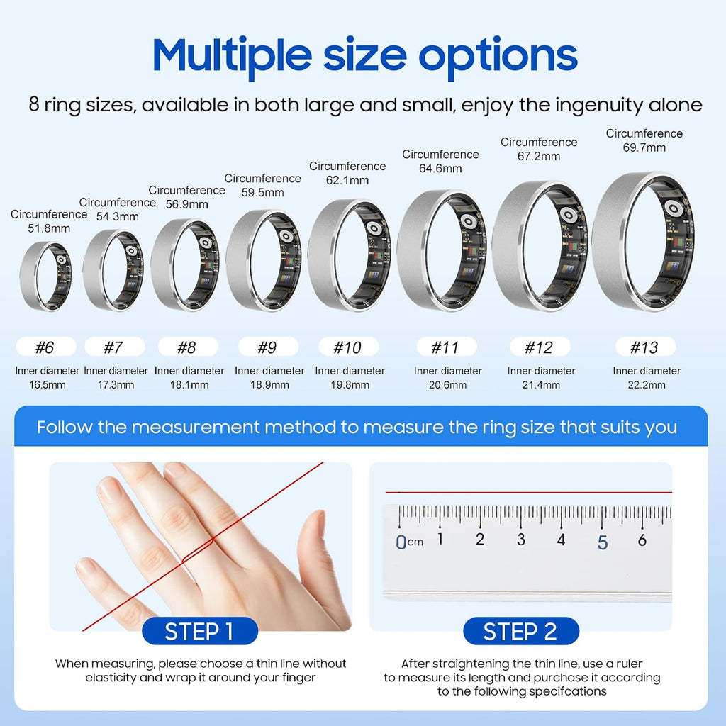 Smart Health Ring, Featuring Stress and Sleep Monitoring Functions, Compatible with iOS and Android,Waterproof Fitness Tracker for Women & Men, No Subscription Fee. (Rose Gold, 10)