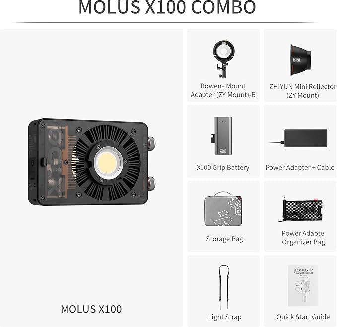 ZHIYUN MOLUS X100 Bi-color Combo 100W Video Light V2 Upgraded Version
