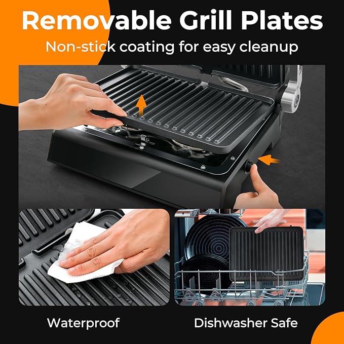 Giantex Panini Press Sandwich Maker, 3-in-1 Electric Indoor Grill, 2 Removable