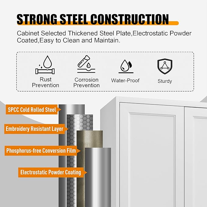 71" Tall Metal Storage Cabinet, Kitchen Pantry Storage Cabinets