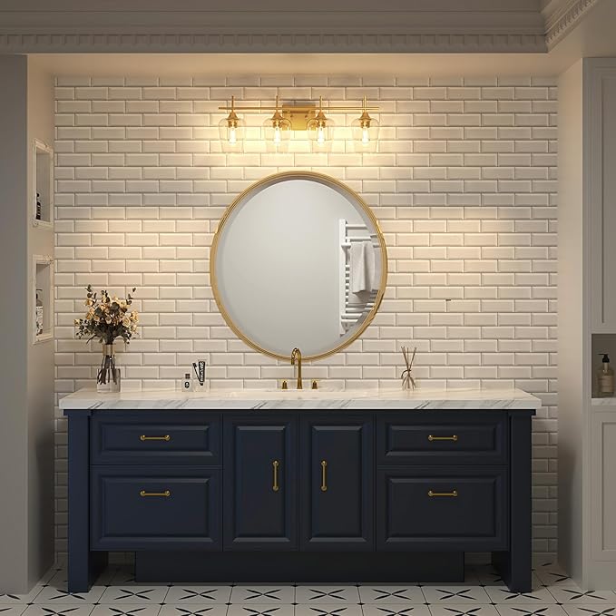 VONLUCE Bathroom Vanity Light, 4 Light Bathroom Light Fixture Over Mirror