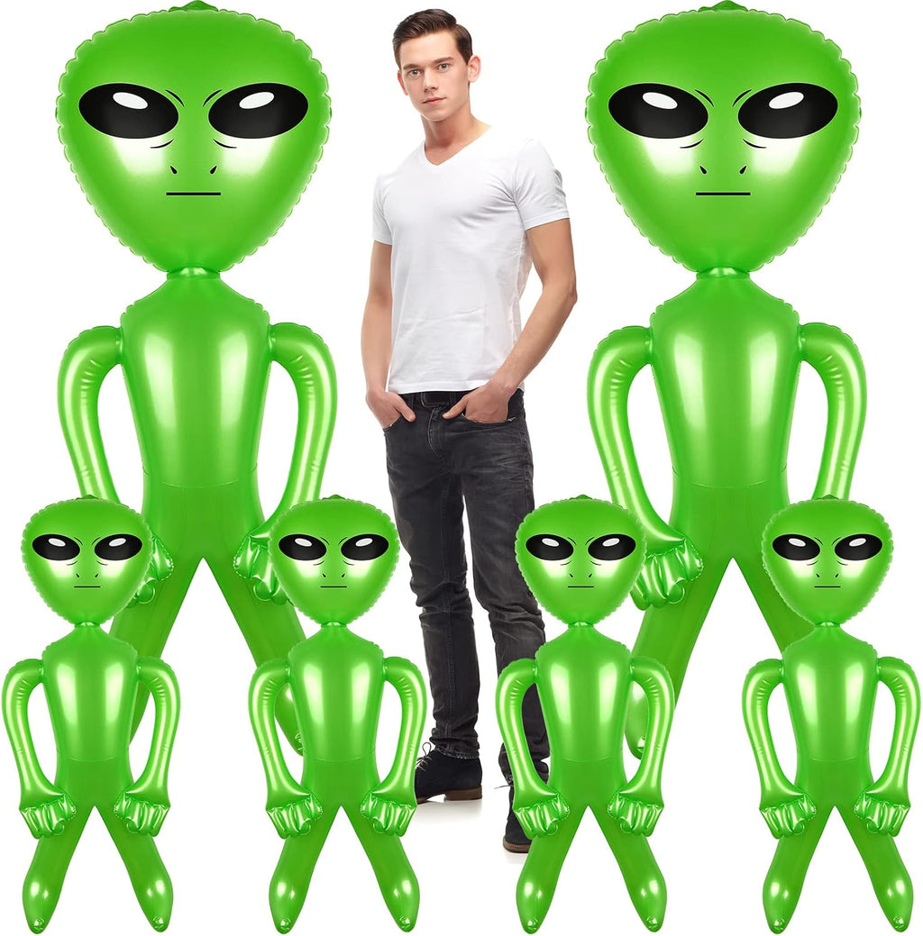 6 Pack 63 Inch Giant Inflatable Alien 31.5 Inch Jumbo Blow Up Alien Green Inflatable Balloon for Space Party Decorations UFO Theme Spaceship Party Birthday Halloween Easter Christmas Home