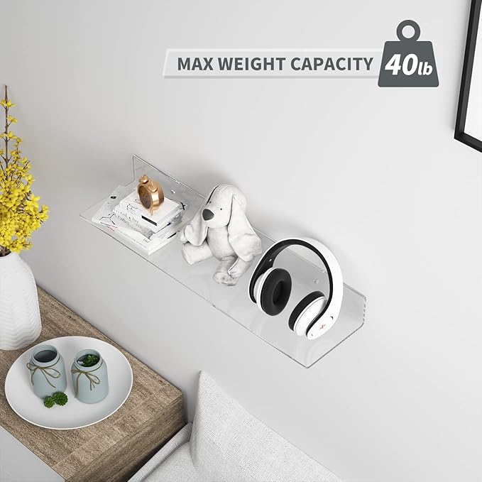24 Inches Clear Floating Shelves (2 Pack)