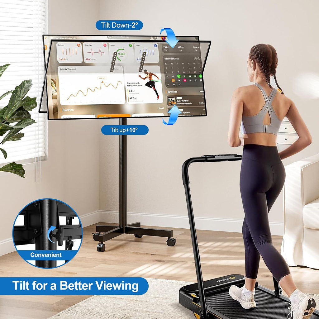 mobile tv cart rolling tv stand for 23-65 shown in use